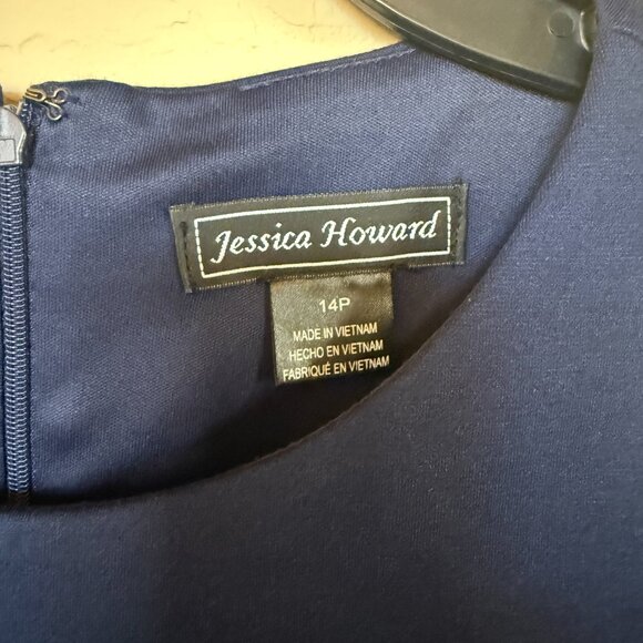 Jessica Howard Dress - Sleeveless Navy w/Gold grommets-Size 14P New with Tags - Picture 2 of 6